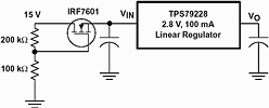 Figure 1. MOSFET switch used to expand the regulator&#8217;s input voltage